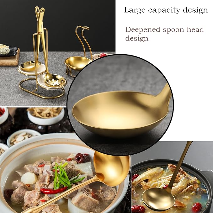 Gold Soup Ladle, 13.8 Inch 304 Stainless Steel Premium Punch Ladle & Kitchen Utensil for Serving, Stirring, Canning - Elegant Kitchen Utensil for Cooking, Sauces & Soup