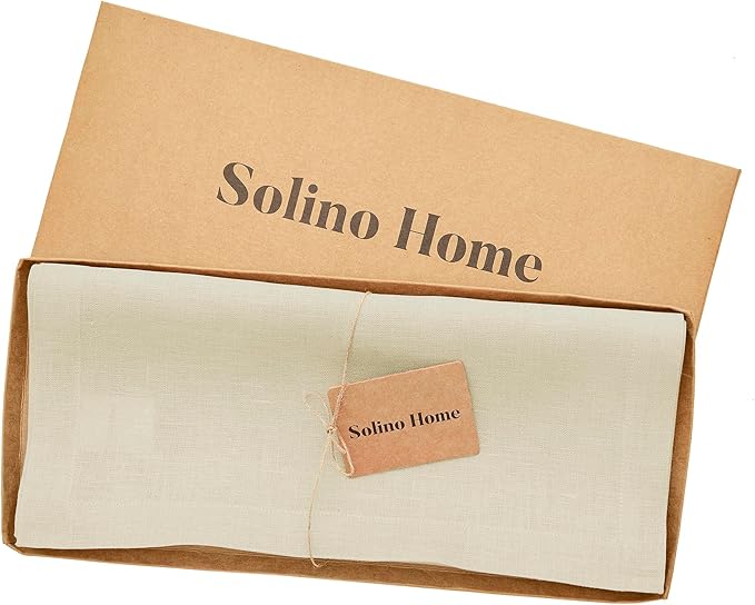 Solino Home Linen Table Runner 72 Inches Long - 100% Pure Linen Birch Table Runner 14 x 72 Inch for Spring, Summer - Fete