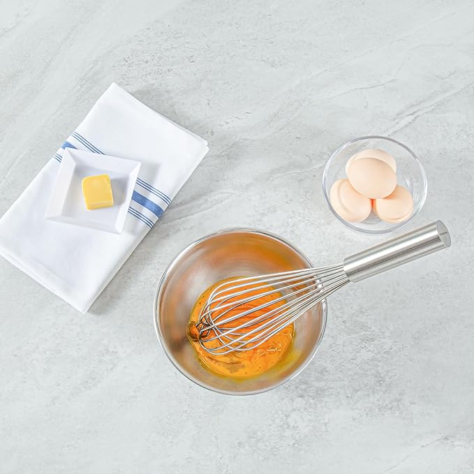 Restaurantware-Met Lux 12 x 2.5 x 2.5 Inch Baking Whisk, 1 French Whisk With Ergonomic Handle - Dishwashable, Won't Corrode, Stainless Steel , For Whipping, Baking, Or Cooking