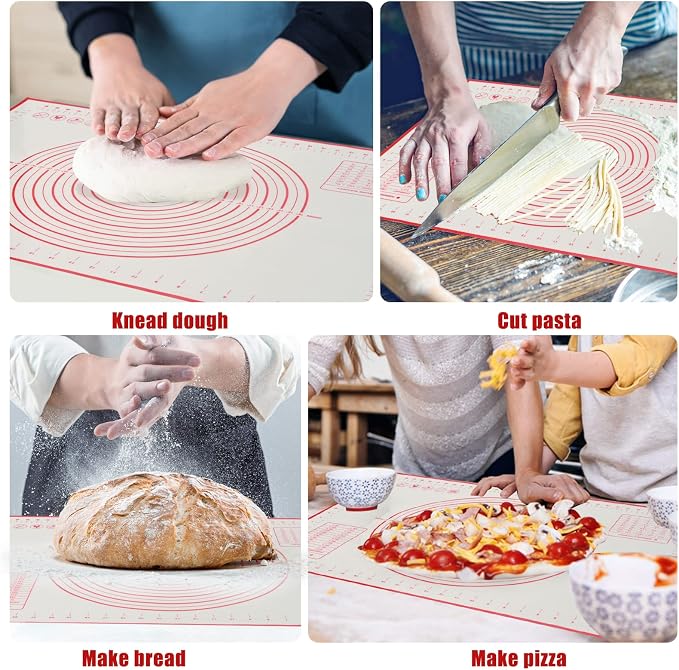 Silicone Baking Mat, 16" x 24" - Non-Slip Pastry Mat for Rolling Dough, Pie Crust & Fondant, Oven Liner with Measurement
