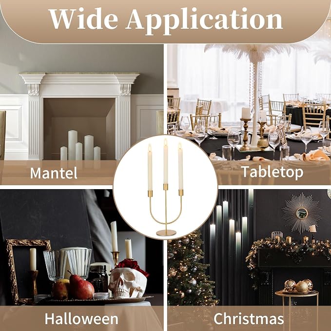 Sziqiqi Gold Candlestick Candle Holders - Candlesticks Candelabra Centerpiece for Tables 3-stem Taper Candle Holder Metal Candleholders for Christmas Wedding Fireplace Mantle Decorations