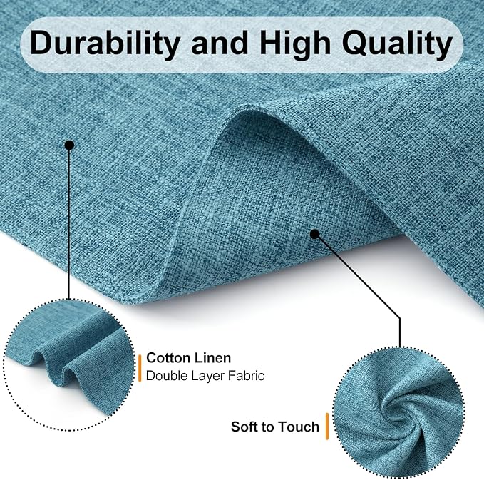 Homaxy Cloths Placemats for Dining Table Set of 6, Heat Resistant Washable Cotton Linen Blend Table Mats, Easy to Clean Place Mats for Indoor Outdoor Party Kitchen Decoration, 13" x 19", Aqua