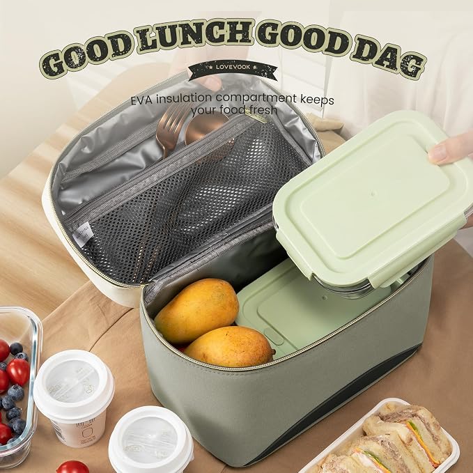LOVEVOOK Insulated Lunch Bag for Women,Adult Lunch Box for Women,Leakproof Cooler Bag for Office Picnic Hiking Beach,Lunch Tote Bag with Adjustable Shoulder Strap