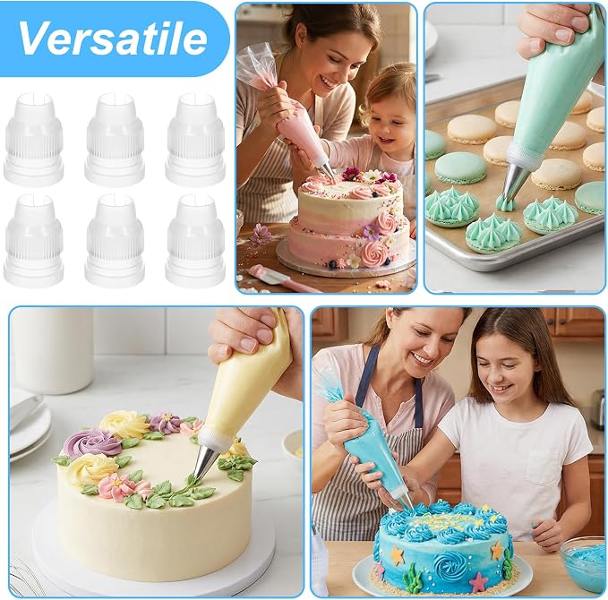 40 PCS Piping Bag Couplers for Icing Nozzles, Plastic Standard Coupler Small Couplers for Piping Bags Cake Decorating Coupler Transparent Tip White Pastry Bag for Icing Nozzle