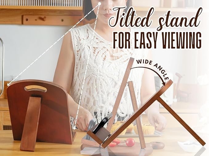 INNObeta Cookbook Stand for Kitchen Counter, Adjustable Tablet Recipe Book Holder, Perfect Gifts for Women, Mom, Grandma on Birthday, Unique Kitchen Decor, Initial N