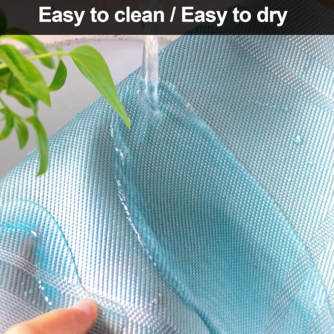 Blue Placemats Set of 6, Woven Vinyl PVC Place Mats for Dining Table, Heat Resistant Washable Table Mats, 17 x 12 in