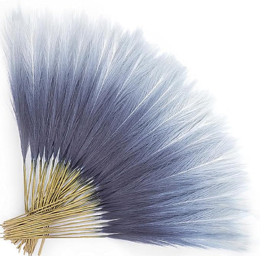 TORONTOKYO Navy Blue Pampas Grass Decor, 50Pcs 21.6 inch Artificial Faux Pompas Grass Small Fluffy Arrangement for Wedding Boho Home Decor Vase Filler