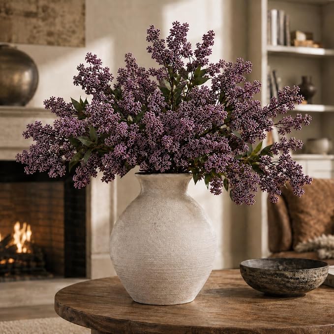 43" Faux Berry Stems for Vase, Purple Berry Branches for Vase Realistic Artificial Flower Picks for DIY Bouquet, Shower, Farmhouse Mantel, Home Decor (3 Pcs Dusty Plum)