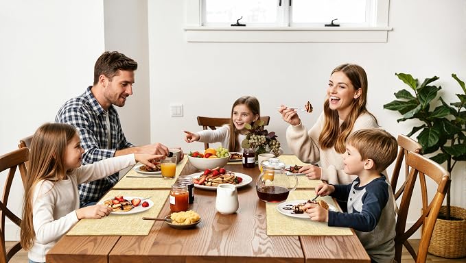 homing Faux Cotton Linen Placemats Set of 8, Cloth Washable Farmhouse Dining Table Mats for Indoors & Outdoors, Easy to Clean, Lemon Yellow, 13 x 19 Inch