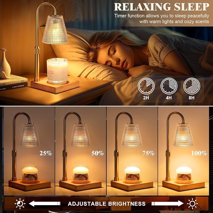 Hong-in Adjustable Candle Warmer Lamp with Timer Dimmer,Birthday Gifts for Women Mom Sister,House Warming Gifts New Home Room Decor,Vintage Wax Warmer for Scented Wax Jar Candles
