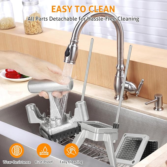 WICHEMI Commercial Vegetable Chopper Fruit Dicer Stainless Food Cutter 1/4" | Commercial Onion Chopper, Stainless Steel Vegetable Fruit Cutter Machine, Manual Food Chopper, For Home Or Commercial Use
