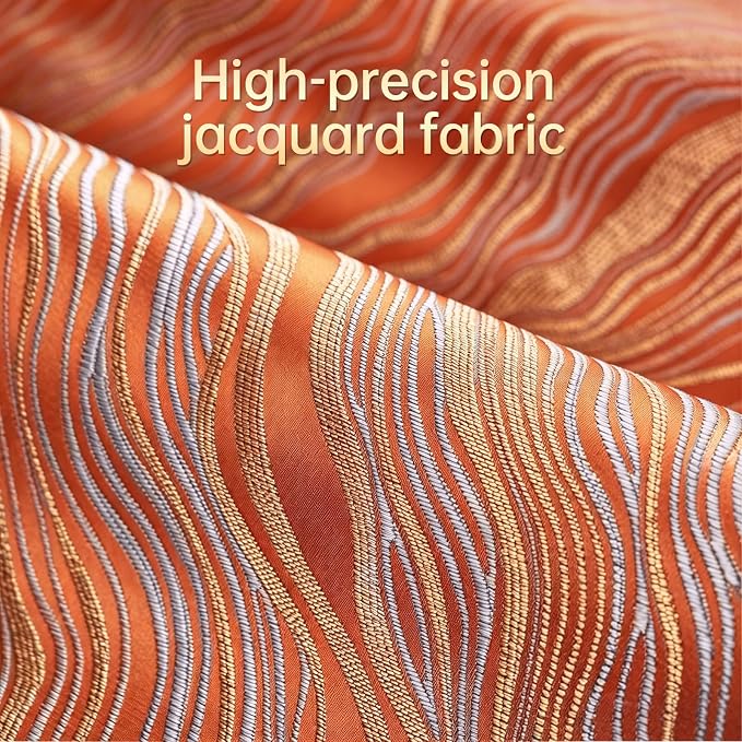 Orange Placemats Set of 6, 12x18 Inch Mountain-Inspired Jacquard Place Mats, Double Sided Reversible Non Slip, Irregular Woven Texutre Table Mats, Modern Dining Table Decor for Kitchen