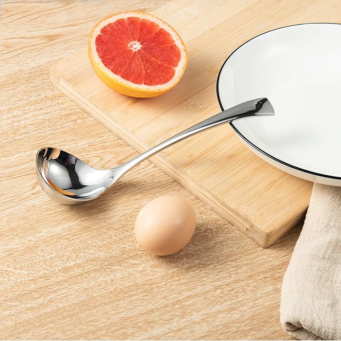 IMEEA 2-Piece Small Ladle Set, 7" Drizzle Spoon with Pour Spout 7.6" Serving Ladle, 18/10 Stainless Steel for Gravy, Sauces & Dressing