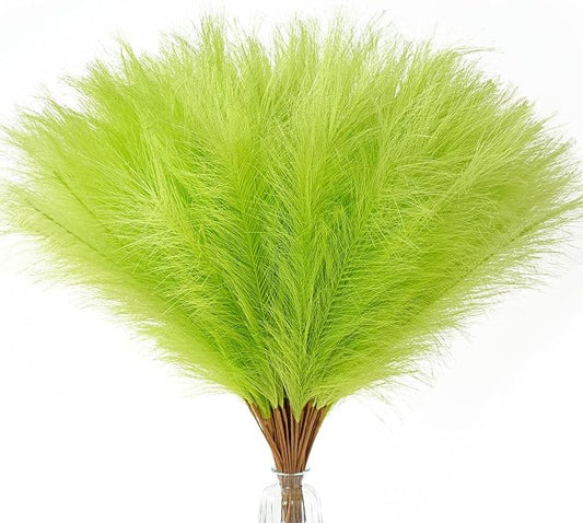 Serwalin 60PCS Pampas Grass Home Decor, 17.7Inch Light Green Faux Pampas Grass Bulk Boho Decor for Vase Filler for Home Wedding Table Centerpiece Christmas Decor