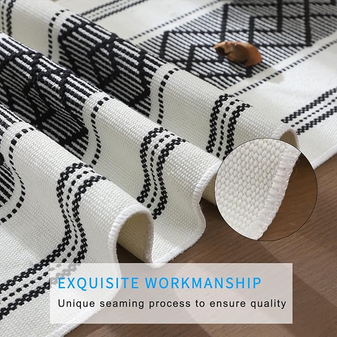 Elegant Thick placemats for Dining Table Decor Farmhouse Heat Resistant Table Place mats Set of 6 Quality Woven Cloth Placemats Washable Dinner mats (Black, 6)