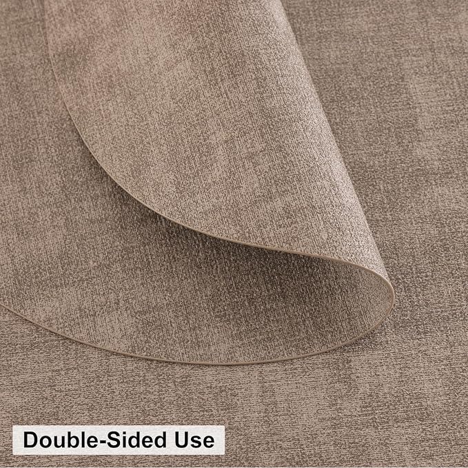 homing Round Faux Leather Placemat and Coaster 6 Packs, Washable Heat Resistant Dining Place Mats, Wipeable Double-Sided Table Mats for Indoor and Outdoor, Diameter 13 and 3.93 inch, Camel