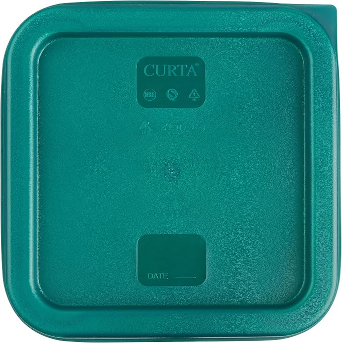 CURTA 8-Pack 2 Qt NSF Clear Polycarbonate Food Storage Containers with Green Lids - Square, Commercial-Grade, Freezer & Dishwasher Safe, Stackable