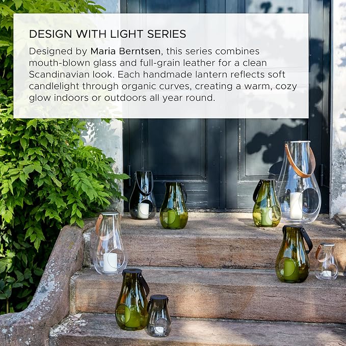 Holmegaard Design with Light Lantern, Clear, 6.5" H x 4.1" D, Designed by Maria Berntsen, Gift Box Included