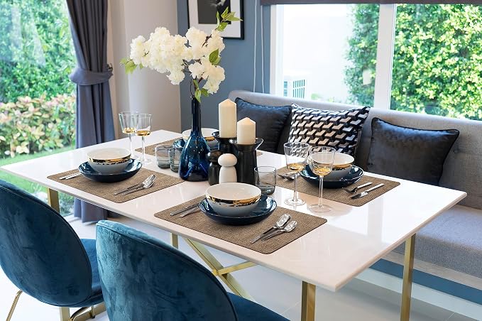 More Décor Faux Leather Placemats Set of 4 for Dining Table – Waterproof, Wipeable, Washable, Stain & Heat Resistant, Non-Slip Table Mats – 12 X 17 Inch, Brown