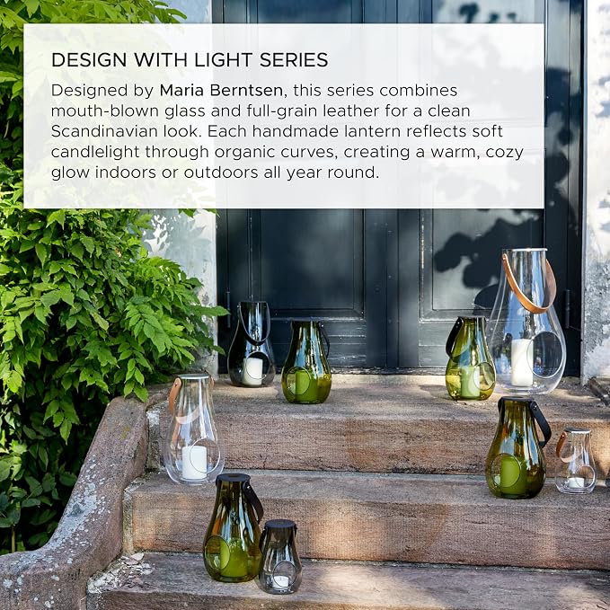 Holmegaard Design with Light Lantern Smoke Grey, 9.8" H x 6.1" D, Designed by Maria Berntsen, Gift Box Included