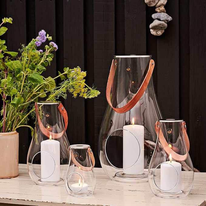 Holmegaard Design with Light Lantern, Clear, 9.8" H x 6.1" D, Designed by Maria Berntsen, Gift Box Included