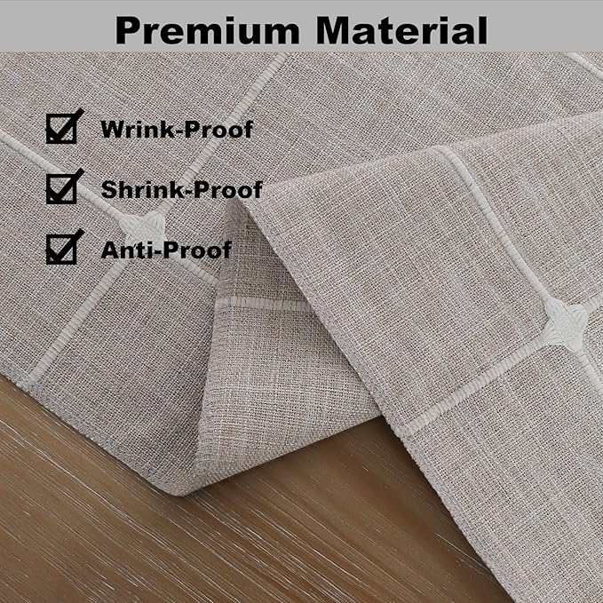 Gernaice 2PCS Boho Table Runner, Modern Plaid Cotton Linen Farmhouse Table Runners for Dresser End Coffee Table Home Decor, 24" L X 13" W Brown