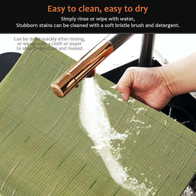 Placemats Set of 6 Washable&Wipeable Place mats for Dining Table Kitchen Indoor Outdoor Table Mats Heat Resistant Non Slip Woven Vinyl Table Placemats (Green，6PCS)
