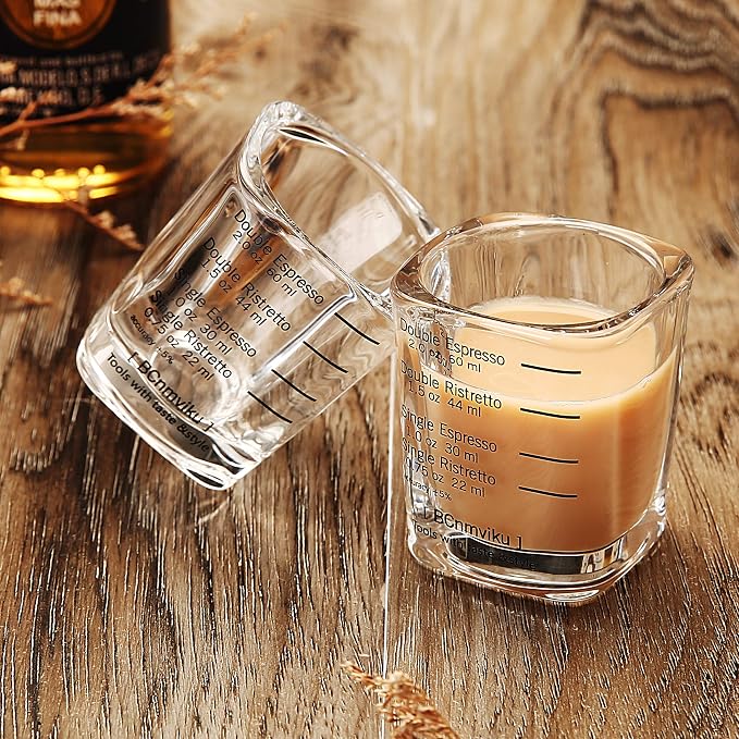 Espresso Shot Glass Liquid Heavy Sturdy Glass Shot Glasses Measuring cup Wine Glass 6 Pack 2oz/60ml By BCnmviku (Sturdy 6Pack)