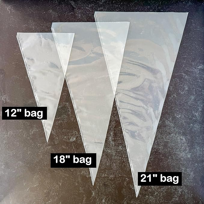 Ateco 4421 Plastic Disposable Piping and Cake Decorating Bags with NuPlastiQ, Pack of 100, Clear