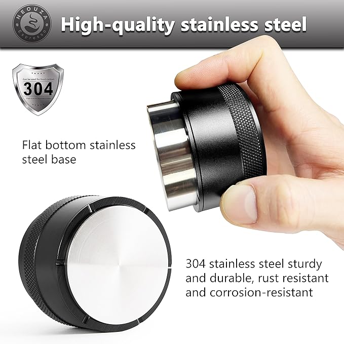 NEOUZA 49mm Coffee Palm Tamper Barista Leveler Tool Spring Loaded Stainless Steel Flat Base for Espresso Machine Portafilter
