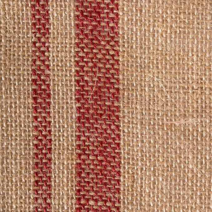DII Jute Burlap Collection Kitchen Tabletop, Table Runner, 14x108, Double Border Barn Red