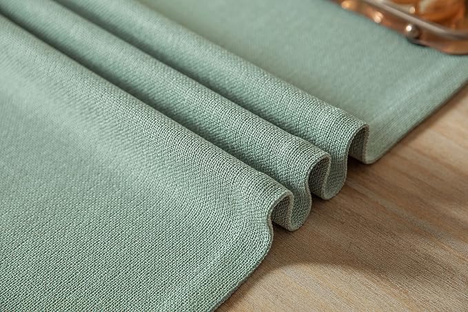 ZeeMart Burlap Style Farmhouse Table Runners 108 Inches Long, Sage Green Rustic Woven Dining Table Runner for Everyday Use, 14x108 Inches, Seafoam