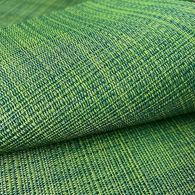 WAZAIGUR Placemats Set of 6 for Dining Table Heat-Resistant Washable Place Mats Woven Vinyl Kitchen Table Mats Easy to Clean,Hunter Green