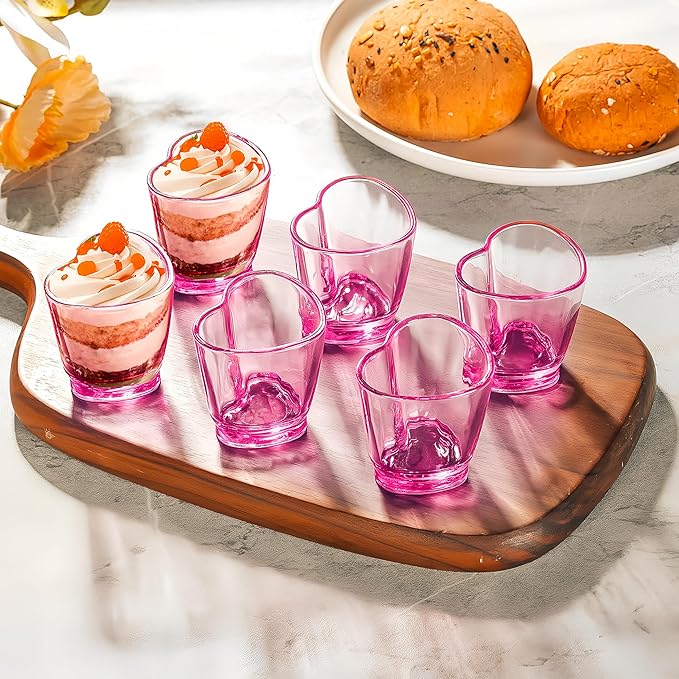 ZZYFGH 6 Pack Pink Shot Glasses Set, Heart Shaped Shot Glasses Set 1.5 oz Shot Glass with Heavy Base, Shot Glasses for Whiskey, Tequila, Vodka, Spirits & Liquors, Mother's Day Decor