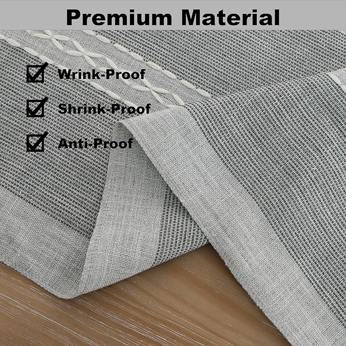 Gernaice Boho Table Runner, Rustic Cotton Linen Farmhouse Table Runners for Dresser End Coffee Table Home Decor, 24" L X 13" W Grey