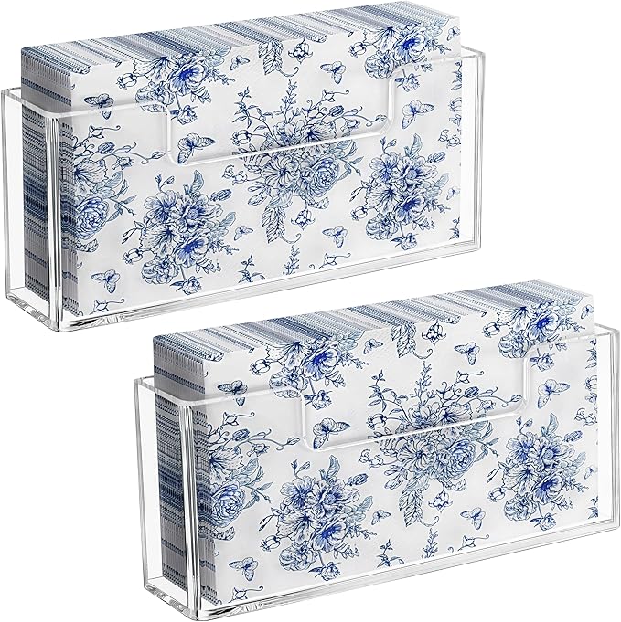 HBlife Acrylic Guest Towel, Paper Napkin Holder for Bathroom - Clear Waterproof Vertical Stand, Disposable Paper Hand Towel Dispenser, Modern Table Tray for Kitchen, Home, Hotel, Office(2 Pack)