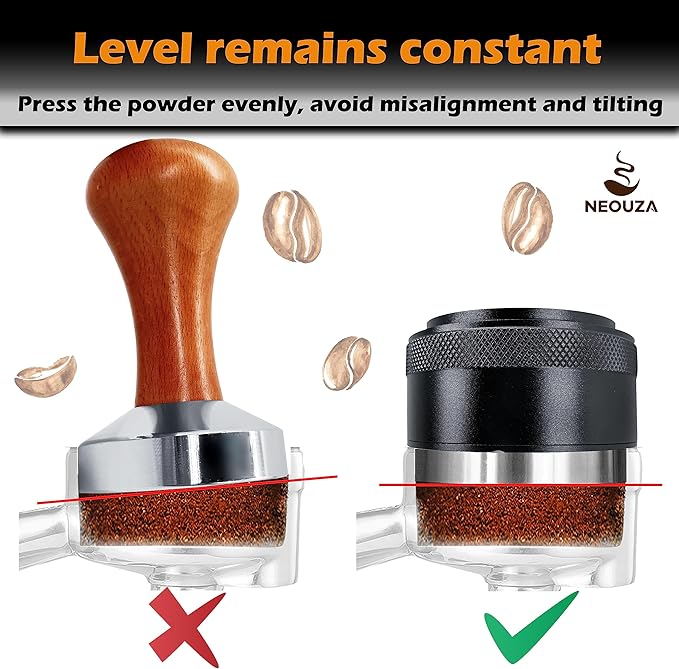 NEOUZA 49mm Coffee Palm Tamper Barista Leveler Tool Spring Loaded Stainless Steel Flat Base for Espresso Machine Portafilter