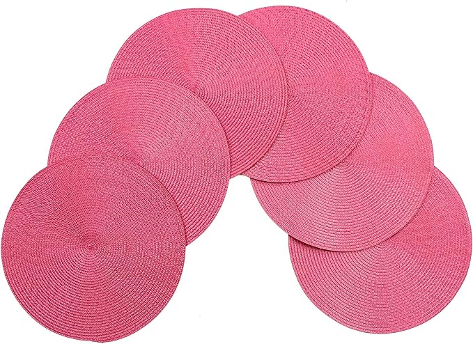 Vienna Woven Spiral Table Placemats 15 Inches Round Set of 6 Non-Slip Dining