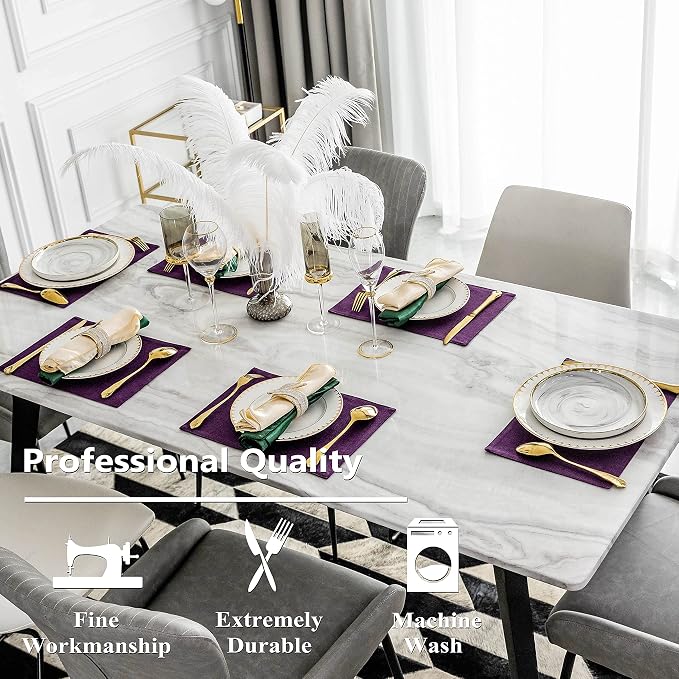 Home Brilliant Placemats Set of 6 Heat Resistant Dining Table Place Mats for Kitchen Table, 13 x 19 inches, Purple