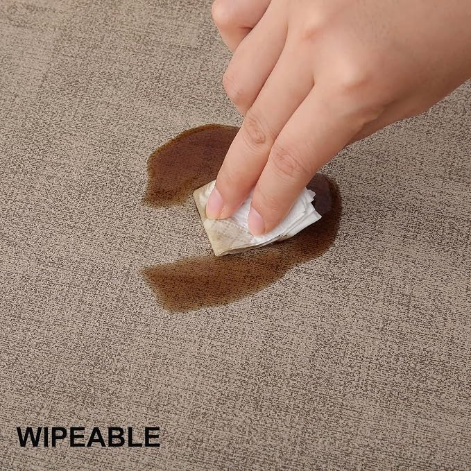 homing Faux Leather Heat Resistant Placemats 6 Packs, Waterproof Wipeable Dining PU Place Mats for Indoor & Outdoor, Easy to Clean, Camel