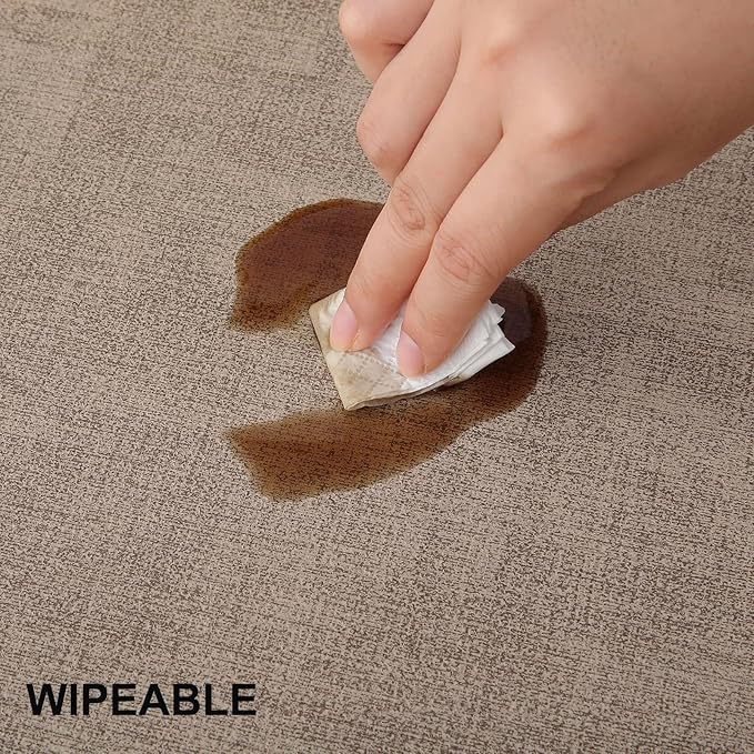 homing Faux Leather Heat Resistant Placemats 8 Packs, Waterproof Wipeable Dining PU Place Mats for Indoor & Outdoor, Easy to Clean, Camel