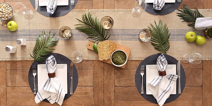 DII PVC Tabletop Collection Woven Indoor/Outdoor, Round Placemat Set, 13.75", Stonewash Blue, 6 Piece