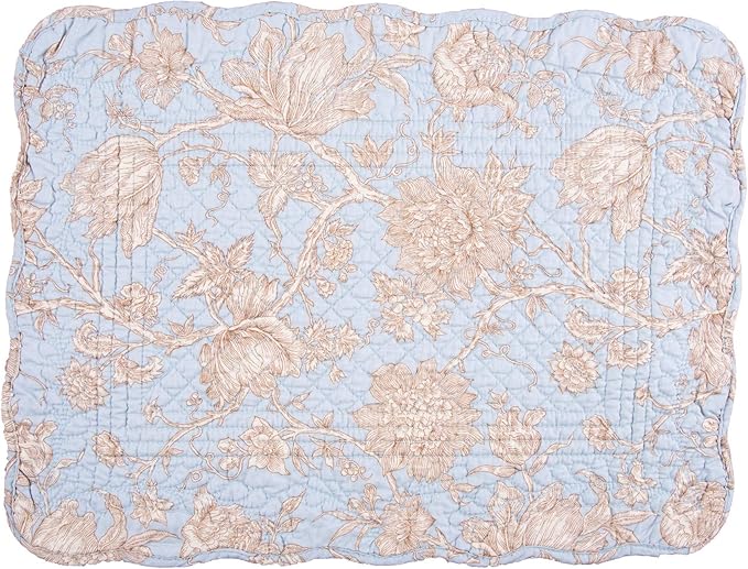 C&F Home Penelope Blue Cream White Floral 100% Cotton Set of 6 Placemats 13" x 19" Versatile Spring Springtime Summer Home Kitchen Dining Dinner Tabletop Reversible Machine Wash Decor Decoration