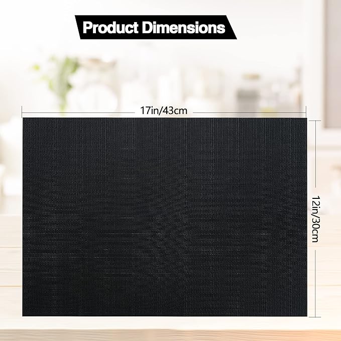 SLKQG Black Placemats Set of 8 - Easy Clean Washable Vinyl Placemats - Heat Resistant Placemats for Kitchen Table - PVC Table Mats for Dining Table (Pure Black, 8)