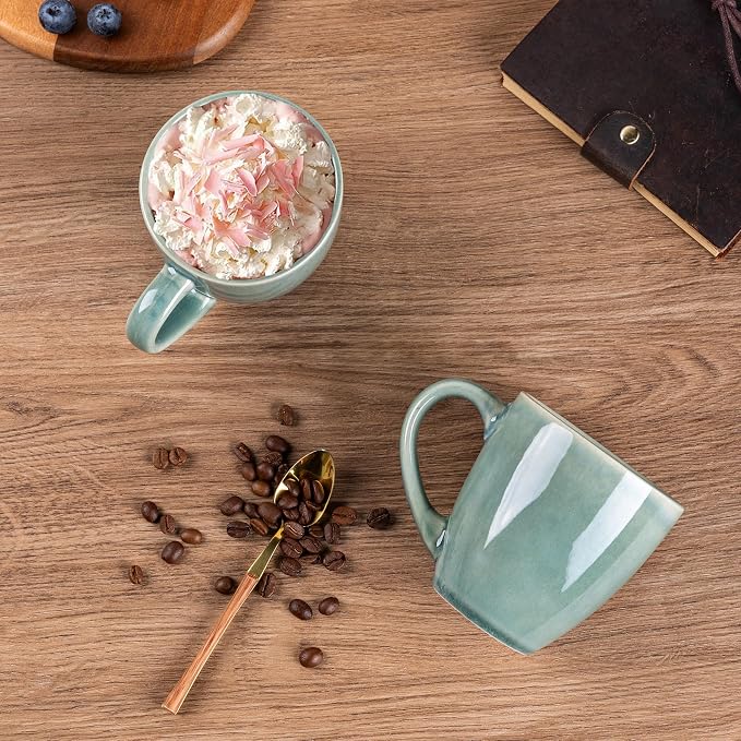 GBhome Ceramic Coffee Mugs Set of 6, 12oz Stoneware Coffee Mugs Set For Dad Mom Women MEN, Light Weight Coffee Cups for Latte/Tea/Beer/Hot Cocoa, Dishwasher & Microwave Safe
