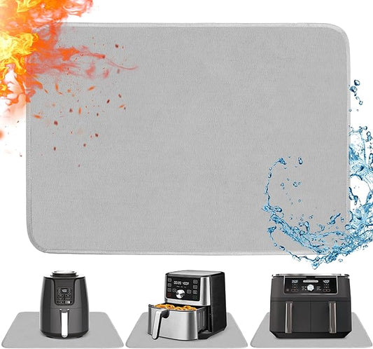 Heat Resistant Mat for Air Fryer, 16 x 24in Heat Resistant Mat for Countertop, Fireproof Silicone Countertop Protector Appliance Slide for Air Fryer, Coffee Maker, Toaster, Oven (Grey)
