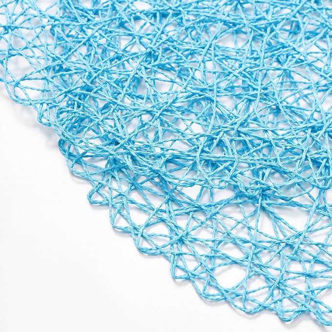 IcosaMro Sky Blue Round Placemats Set of 6 for Dining Table, 15 Inch Paper Woven Boho Decorative Circle Place Mat for Wedding Christmas Thanksgiving Day Holiday Dinner, 15 Inch, Sky Blue