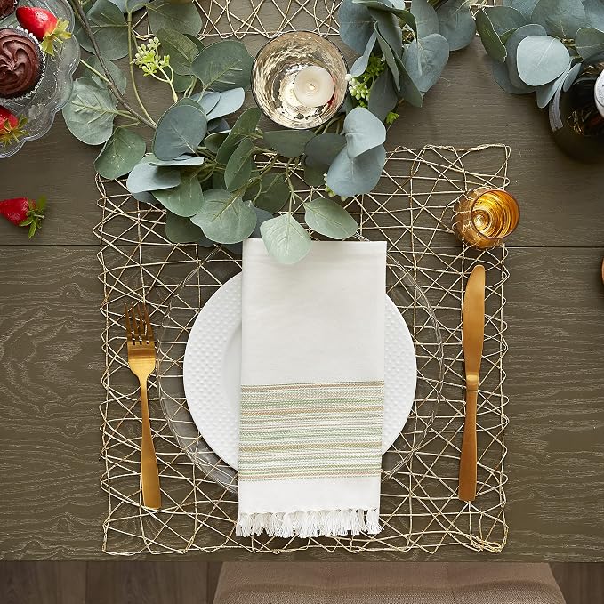 DII Woven Paper Tabletop Collection Holiday or Event Decor, Square Placemat Set, 16x16, Gold, 6, Piece