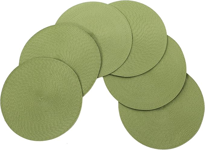 Vienna Woven Spiral Table Placemats 15 Inches Round Set of 6 Non-Slip Dining