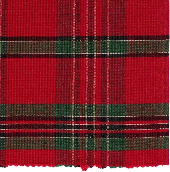 DII Farmhouse Christmas Plaid Dining Table & Kitchen Décor, Holiday Placemat Set, 13x19, Red & Green, 6 Count
